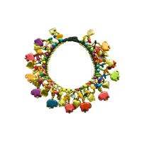 Bracelets turquoises, turquoise naturelle, avec corde de cire & pierre gemme & laiton, Placage de couleur d'or, Vintage & pour femme, plus de couleurs à choisir Environ 18.5 cm, Vendu par PC