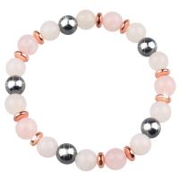 Natural Stone Bracelet, with Hematite & Zinc Alloy, Round, plated & Unisex 8mm Approx 19-28 cm 