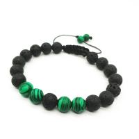 Natural Stone Bracelet, with Lava, Round, plated, Adjustable & Unisex & anti-fatigue 8mm Approx 19-28 cm 