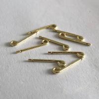 Медно-золото гвоздик для сережки, 14K позолоченный, DIY, Золотой, 12.2mm, продается Пара
