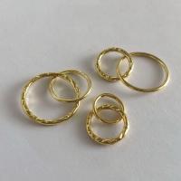 Медно-золото Ювелирные кольца, Круглая, 14K позолоченный, разный размер для выбора, Золотой, продается PC