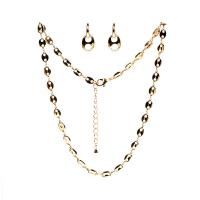 Brass Jewelry Set, bracelet & earring & necklace, with 1.97inch extender chain, Vacuum Ion Plating, three pieces & fashion jewelry & Unisex 2*5mm,10*22mm Approx 15.75 Inch, Approx 6.69 Inch 