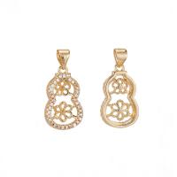 Brass Jewelry Bails, Calabash, gold color plated, DIY & micro pave cubic zirconia, golden 