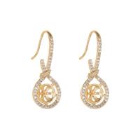 Brass Earring Drop Component, plated, fashion jewelry & micro pave cubic zirconia 