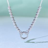 Rhinestone Brass Necklace, platinum plated & for woman & with rhinestone, 7.8mm 