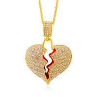 Rhinestone Zinc Alloy Necklace, with 1.96inch extender chain, Heart, plated, Unisex & with rhinestone & hollow 55mm Approx 25.2 Inch 