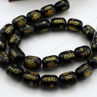 Natural Black Agate Beads, Drum, Carved, DIY, mixed colors 