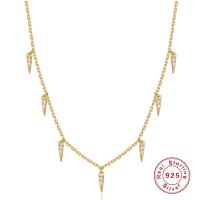 純銀製の宝石類のネックレス, 925スターリングシルバー, メッキ, 女性用 & ライン石のある, 無色, 長さ:約 17.72 インチ, 売り手 パソコン