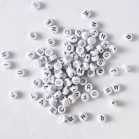 Acryl Alphabet Perlen, rund, Spritzgießen, DIY, gemischte Farben, 4x7mm, 3700PCs/Tasche, verkauft von Tasche