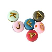 Acrylic Alphabet Beads, Round, injection moulding, DIY, mixed colors 