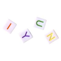 Acryl Alphabet Perlen, Quadrat, Spritzgießen, DIY, gemischte Farben, 9x9mm, 1550PCs/Tasche, verkauft von Tasche