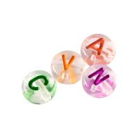 Acrylic Alphabet Beads, Round, DIY & enamel, mixed colors 