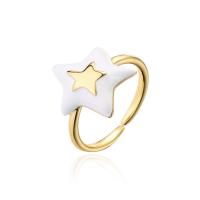 Brass Finger Ring, Star, Adjustable & for woman & enamel 