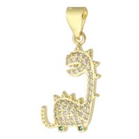 Cubic Zirconia Micro Pave Brass Pendant, gold color plated, fashion jewelry & DIY & micro pave cubic zirconia, golden Approx 3mm 