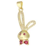 Cubic Zirconia Micro Pave Brass Pendant, Rabbit, gold color plated, fashion jewelry & DIY & micro pave cubic zirconia, multi-colored Approx 3mm 