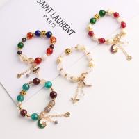 Zinc Alloy Crystal Bracelets, with Lampwork & Zinc Alloy, gold color plated, anti-fatigue & for woman & enamel 8mm Approx 18 cm 