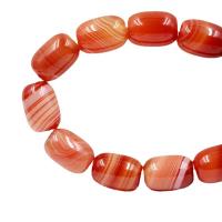 Natural Red Agate Beads, barrel, polished, DIY & stripe, red 