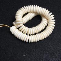 Ox Bone Spacer Bead, Flat Round, DIY white Approx 38 cm 
