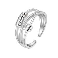 Brass Cuff Finger Ring, silver color plated, for woman, silver color, 8mm 
