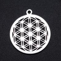 Stainless Steel Hollow Pendant, 201 Stainless Steel, Round, Vacuum Ion Plating, fashion jewelry & polished & DIY & Unisex 