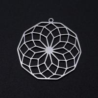 Stainless Steel Hollow Pendant, 201 Stainless Steel, Flower, Vacuum Ion Plating, fashion jewelry & polished & DIY & Unisex 