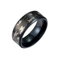 Titanium Steel Finger Ring, Vacuum Ion Plating, fashion jewelry & Unisex black 