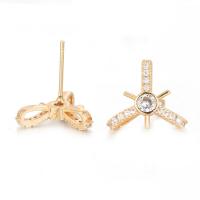 Brass Earring Stud Component, Bowknot, gold color plated, fashion jewelry & micro pave cubic zirconia 