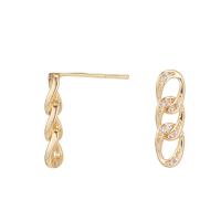 Cubic Zirconia Pendiente Brass Micro Pave, metal, chapado en color dorado, Joyería & micro arcilla de zirconia cúbica, dorado, 5x16.5mm, Vendido por Par