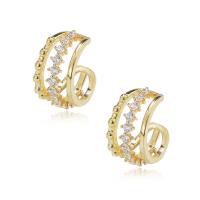 925 Sterling Silver Earring Clip, plated, for woman & with rhinestone & hollow 15mm 