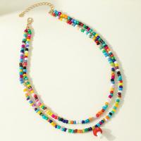 Plastic Necklace, with Zinc Alloy, with 2.76inch extender chain, Double Layer & fashion jewelry & for woman, multi-colored Approx 14.96 Inch 