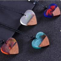 Resin Jewelry Pendant, with Wood, Heart, mixed colors 