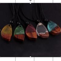 Resin Jewelry Pendant, with Wood, mixed colors 