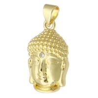 Cubic Zirconia Micro Pave Brass Pendant, Buddha, gold color plated, fashion jewelry & DIY & micro pave cubic zirconia, golden Approx 3mm 