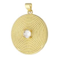 Cubic Zirconia Micro Pave Brass Pendant, Round, gold color plated, fashion jewelry & DIY & micro pave cubic zirconia, golden Approx 3mm 