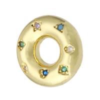 Brass Spacer Beads, gold color plated, fashion jewelry & DIY & micro pave cubic zirconia, multi-colored 