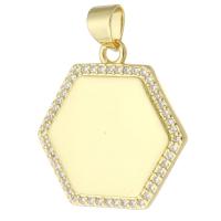Cubic Zirconia Micro Pave Brass Pendant, Polygon, gold color plated, fashion jewelry & DIY & micro pave cubic zirconia, golden Approx 3mm 