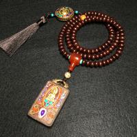 Bodhi Buddhist Beads Bracelet, with Red Agate & Cloisonne, Unisex, fuchsia, 7mm, Approx 