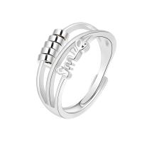 Brass Finger Ring, silver color plated, for woman, silver color, 7mm 