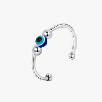 Evil Eye Jewelry Finger Ring, Brass, silver color plated & for woman & epoxy gel, silver color, 1.5mm 
