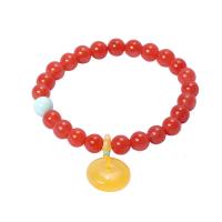 Yunnan Red Agate Bracelet, with Beeswax, fashion jewelry & for woman, 7.5mm Approx 6.3 