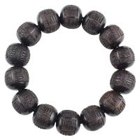 Black Sandalwood Buddhist Beads Bracelet, Carved, fashion jewelry & Unisex Approx 6.22 Inch 
