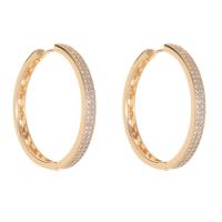 Brass Hoop Earring, Donut, gold color plated, fashion jewelry & micro pave cubic zirconia 