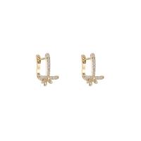 Brass Lever Back Earring Component, irregular, gold color plated, fashion jewelry & micro pave cubic zirconia 