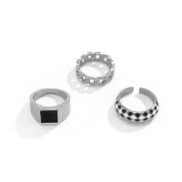 Zink-Legierung Ring Set, Zinklegierung, plattiert, drei Stücke & für Frau & Emaille, keine, 17mm, Größe:6.5, verkauft von setzen