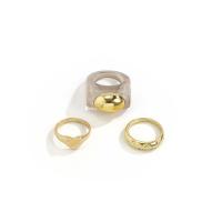 Zink-Legierung Ring Set, Zinklegierung, mit Verkupferter Kunststoff & Acryl, goldfarben plattiert, drei Stücke & für Frau, 17mm, 18mm, Größe:6.5-8, verkauft von setzen