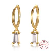 Huggie Hoop Drop Earring, Argent sterling 925, Placage, pavé de micro zircon & pour femme, plus de couleurs à choisir Vendu par paire