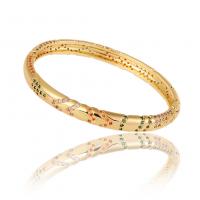 Brass Bangle, gold color plated, Adjustable & micro pave cubic zirconia & for woman, 60mm 