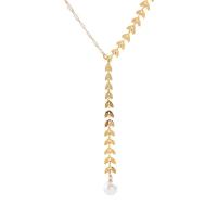 Titanium Steel Jewelry Necklace, with Plastic Pearl, with 1.97inch extender chain, Vacuum Ion Plating, fashion jewelry & for woman, golden Approx 17.72 Inch 