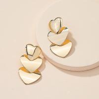 Eisen Ohrhänger, Herz, Modeschmuck & für Frau, goldfarben, 50x28mm, verkauft von Paar