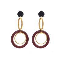 Wood Earring, with Zinc Alloy, zinc alloy post pin, for woman, red 